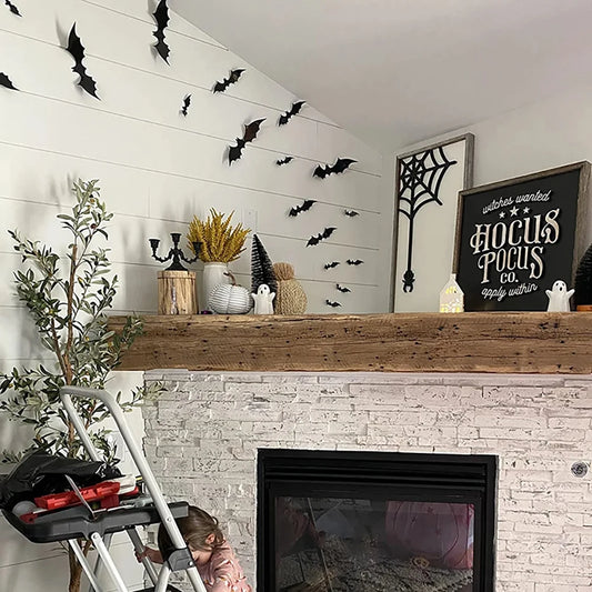 Halloween Bats Decorations,3D Pvc Bat on The Wall,Black Bats Wall Stickers,Halloween Scary Props.
