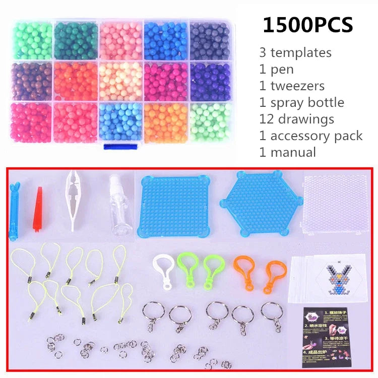 DIY Water Spray Magic Sticky Beads Toy Set Children's Handmade Puzzle Craft Kit Sensory Crystal Beads Kids Art Educational Gifts.