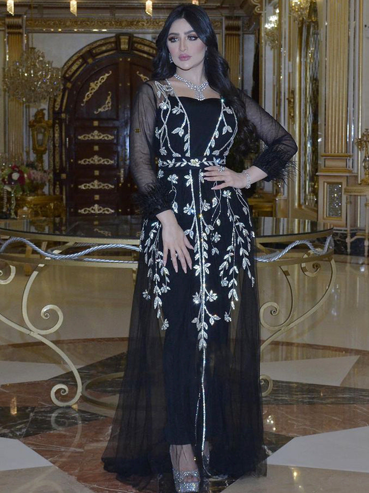 Indien Türkei Muslimischen Abaya Kleider Frauen Elegante Diamant Hochzeit Abend Party Kleid Spitze Gürtel Abaya Marokko Kaftan Robe.