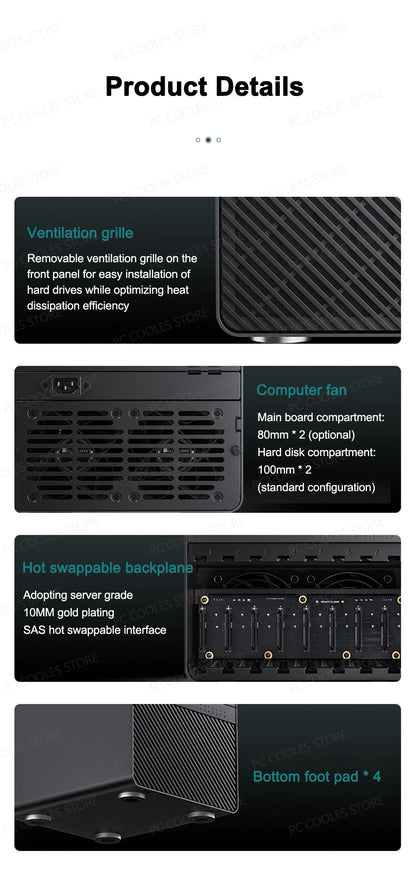 JONSBO N3 NAS Mini Case All-In-One Aluminum ITX Chassis 8 Hard Disk Location Support 130mm CPU Cooler 250mm Graphics Card