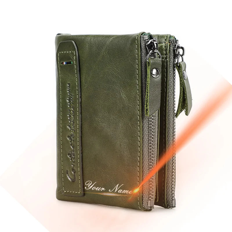 CONTACT'S Genuine Leather Short Wallets for Women Luxury Designer Coin Purse Female Money Clip Card Holder Customize Men Wallets