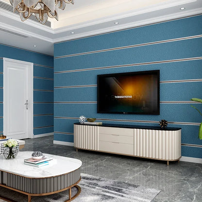 Hirschhaut Samt horizontal gestreifte Tapete Wohnzimmer Schlafzimmer gestreifte Film- und Fernsehwand 3D-Relief verdickte Tapete