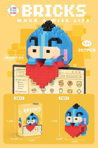 Disney 108 Style Stitch LinaBell Hello Kitty Building Blocks Princess Cartoon Figrues Bricks Children's Assembly Toys Model Gift