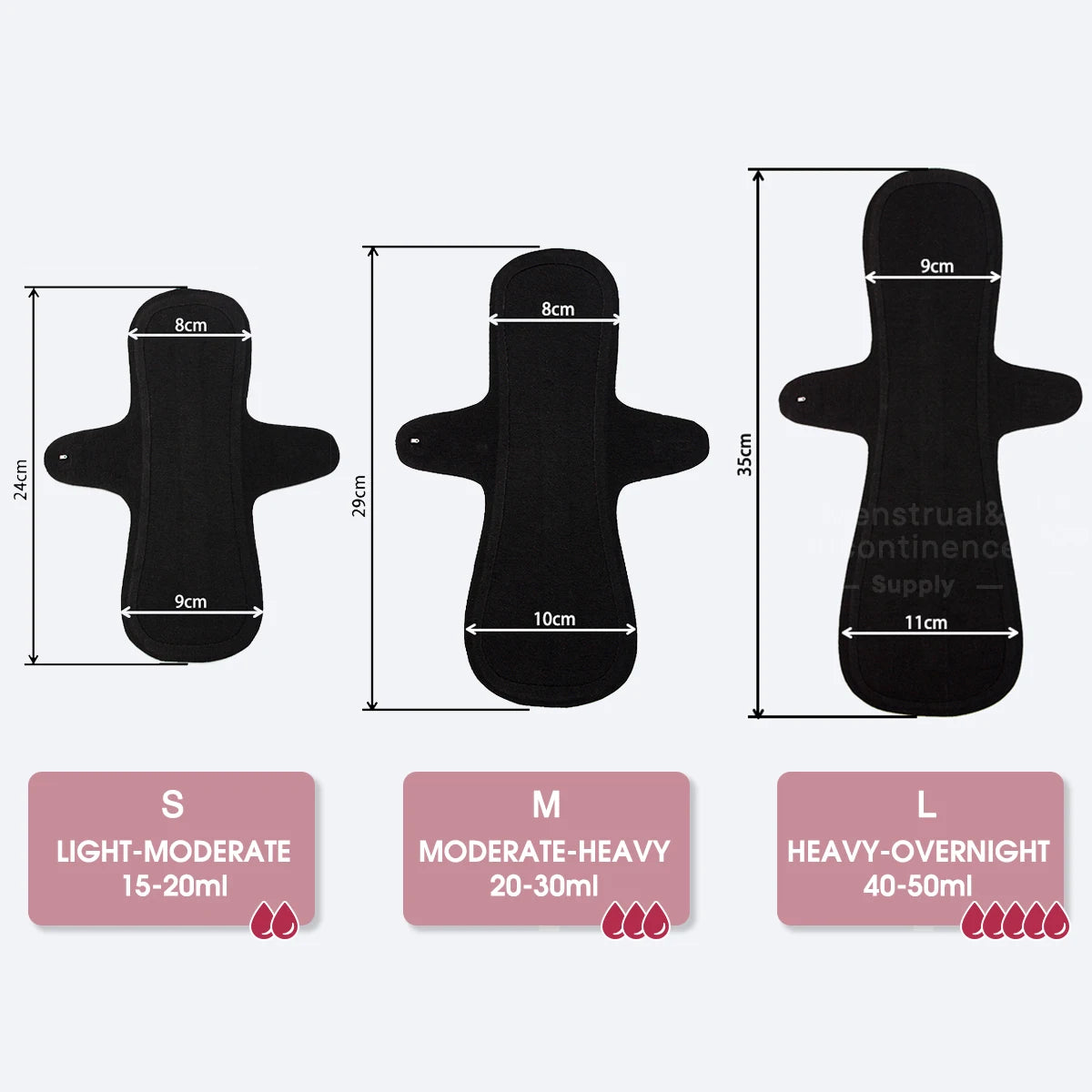 Eco-cotton Reusable Panty Liner Washable Soft Women's Menstrual Pad Sanitary High Absorbency Period Cloth Pads Breathable.