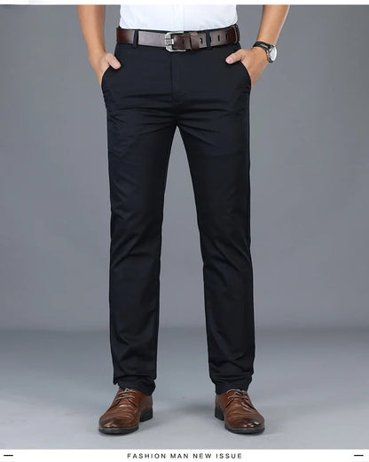 Spring Summer Thin Business Casual Pants Mens Straight Stretch Korean Classic Office Trousers Fashion Male Clothing Size 28-40.