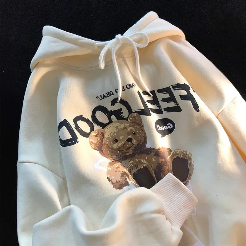 Braunbär Männer & Frauen Casual Oversize Hoodies Langarm Pullover Verdicken Paar Hoodie Kapuzenpullover Samt Paar Kleidung.