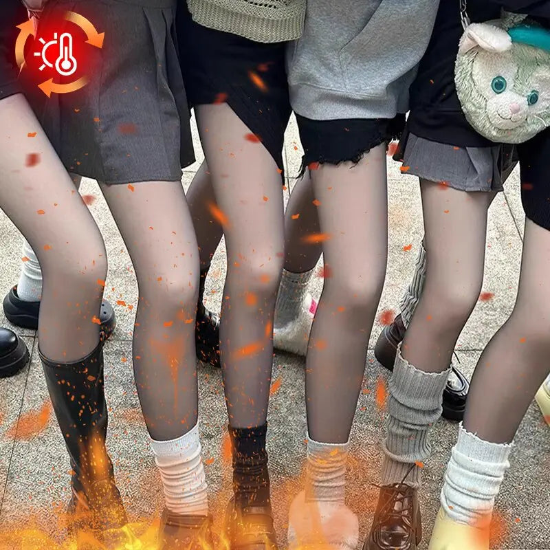 New Women‘s Thermal Leggings Winter Warm Sexy Elastic Translucent Pantyhose Female Fleece Thermal High Waist Thicken Tight Pants