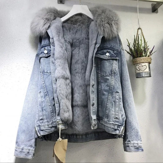 Frauen Denim Kosten Einreiher Taste Jacken Fleece Patchwork Strickjacke Taschen Oberbekleidung Casual Warm Solide Lose Fit.