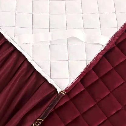 European Luxury Quilted Bed Skirt Winter Warm Thicken Velvet Bedspread King Good Hand Feeling Bed Skirt Not Included Pillowcase.