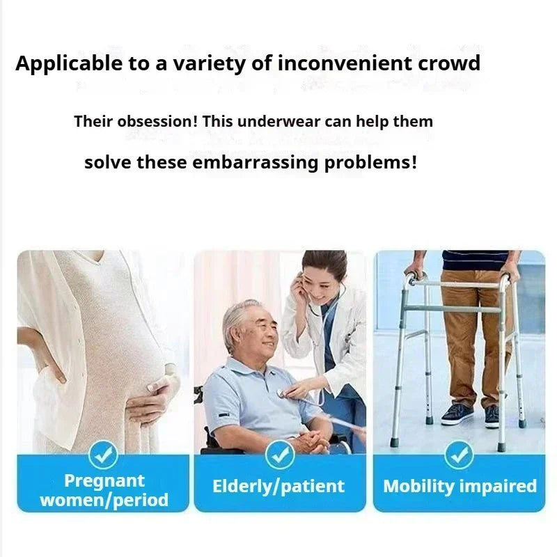 Elderly Leaking Panties Washable Women Elderly Adult Diapers Pants Anti-Side Leakage During Menstruation Pregnancy Panties.