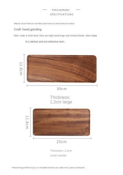 Rectangle Wooden Tea Tray Serving Table Plate Snacks Food Storage Dish for Hotel Home.