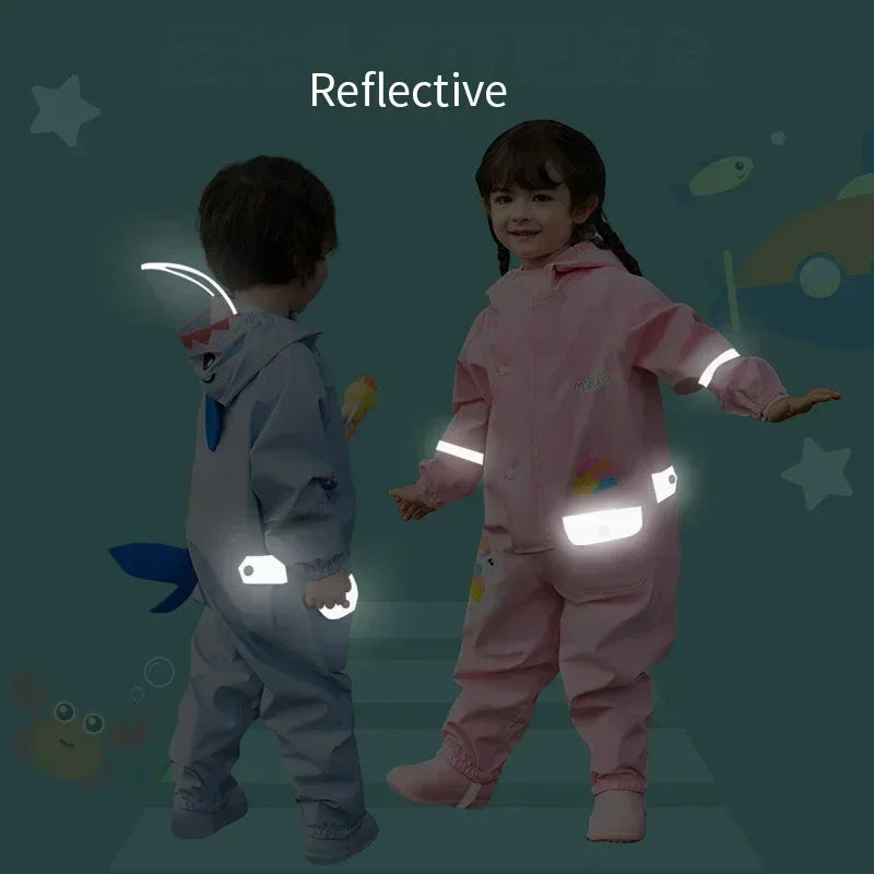 2025, Cartoon-Overall mit Kapuze für Babys, Mädchen, Regen, Outdoor-Sport, Jungen-Overall, wasserdicht, einteilig, Kinderhose, Strand, Kinderhose.