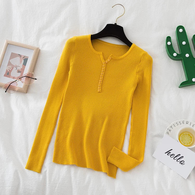 2026 weibliche Casual Tops Pullover Frauen Herbst Winter Gestrickte Dünne Pullover Feste Taste Volle Hülse V-ausschnitt Pullover.