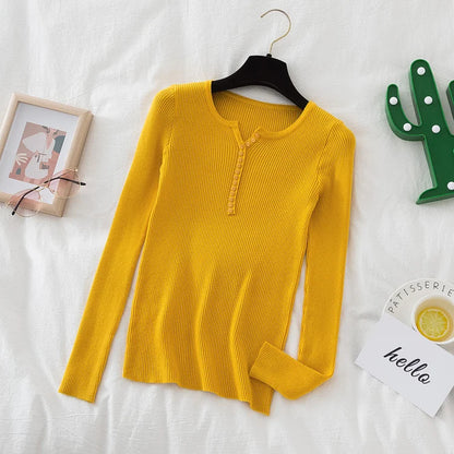 2026 weibliche Casual Tops Pullover Frauen Herbst Winter Gestrickte Dünne Pullover Feste Taste Volle Hülse V-ausschnitt Pullover.