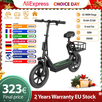 JUICEASE 500W Electric Scooter 10.4/22.5AH Battery Phone Holder Powerful Escooter 45-100KM Max Range Smart Electric Kick Scooter.
