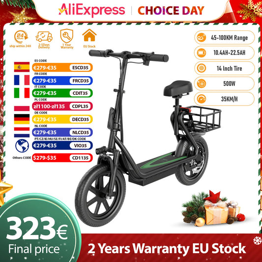 JUICEASE 500W Electric Scooter 10.4/22.5AH Battery Phone Holder Powerful Escooter 45-100KM Max Range Smart Electric Kick Scooter.