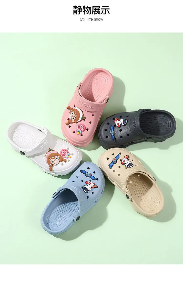 3-12y Kids Mules & Clogs Summer Boys Girls Sandals Cartoon 6 Colors Non-slip Comfortable Beach Slippers Children Garden Shoes 24.