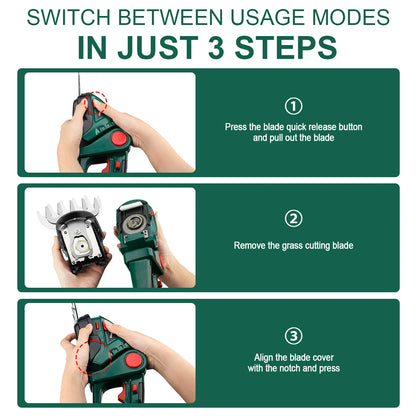 G Nadal 2 in 1 elektrischer Heckenschere 20000 U/min Handhaushalt Rasenmäher Gartenschere Elektrowerkzeug für Makita 18 V Akku Pin