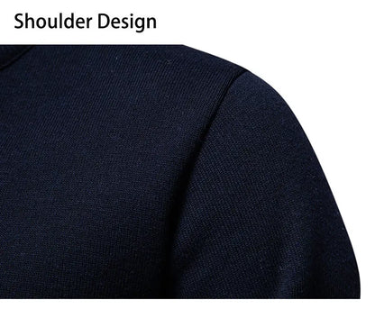 Autumn Winter Men's Half Zipper Knitted Pullovers Solid Slin Fit Casual Sweater Male Fleece Warm Stand Collar Pullover Sweaters