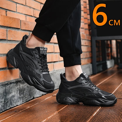 6CM Man Hidden Elevator Shoes Breathable Mesh Sneakers Anti-Slip Thick Sole Comfortable Casual Athletic Sports for Men Non-Slip.