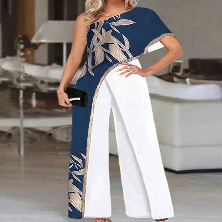2024 Amazon Independent Station Women's Jumpsuit Slimming Fashionable Color Blocking Women's Trousers Jumpsuit Casual Style