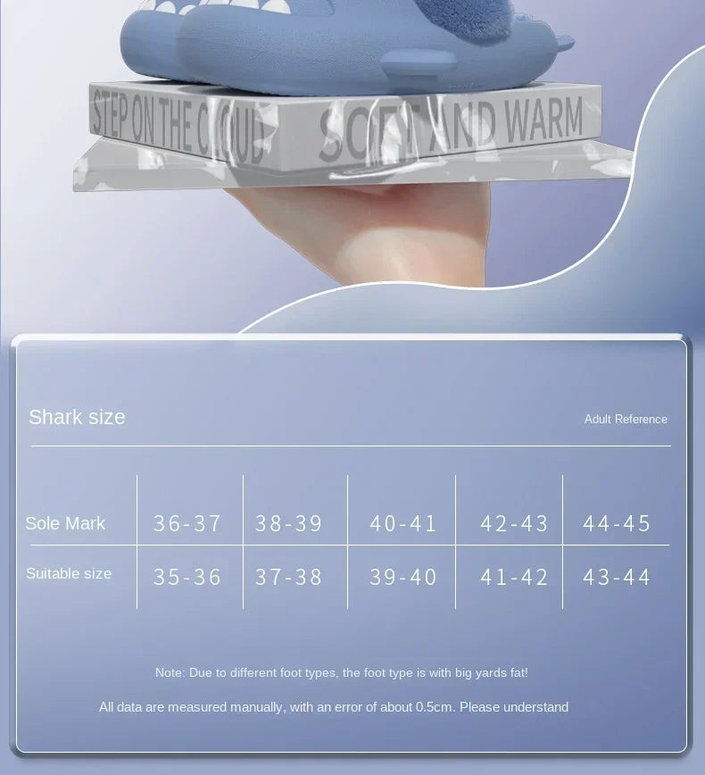 Women Shark Slippers Slides Platform Winter Warm Fluffy Sandal Home Cloud Clapper Soft Room Shoes Children Plush indoor Boy Girl.