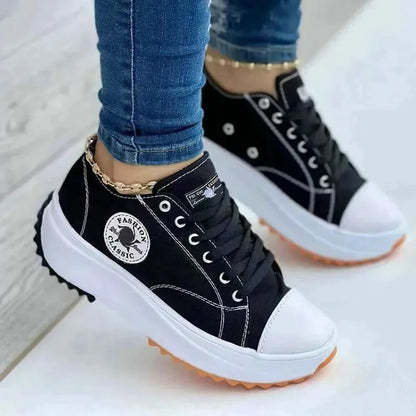 Shoes for Women Classic White Canvas Sneakers Fashion Platform Women Casual shoes High Quality Lace-Up Feamle Tennis Shoes 35-43.