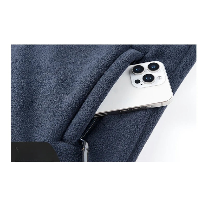 CHUJIE Men's autumn and winter fleece fashion graphenewarm hooded jacket outdoor hiking sports with thick fleece cardigan jacket