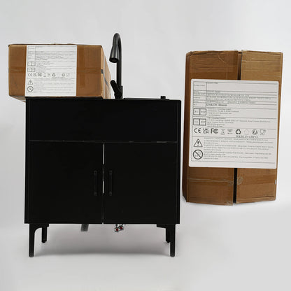 Wäschewaschbecken aus Edelstahl 201, Wäschewaschbecken mit ausziehbarem Wasserhahn, Waschbecken mit Schrank für Küchen, Restaurants, Dessertgeschäfte