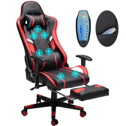 GC-RC03 Massage-Gaming-Stuhl, 7-Punkt-Sitzhöhe, ergonomischer Bürostuhl mit Fußstütze und Lordosenstütze für das Heimbüro