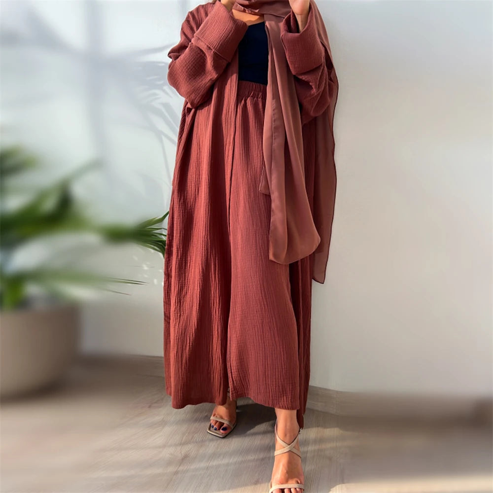 Modest Kimono Abaya Dubai Muslim Sets Islam Kaftan Dresses Kebaya Robe Femme Musulmane Abayas For Women Caftan Marocain Djellaba.