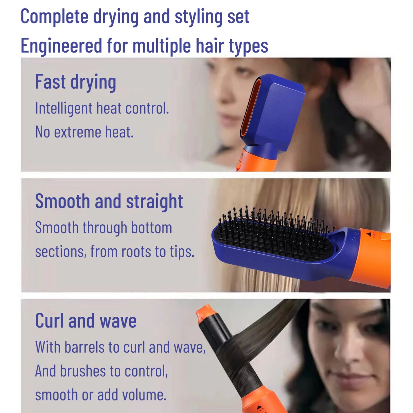 6 In 1 Hair Styler New Smooth Hair Dryer For Hair 6 in 1 hair styler With Curling Barrel Hot Air Brush Styling Tool MultiStyler