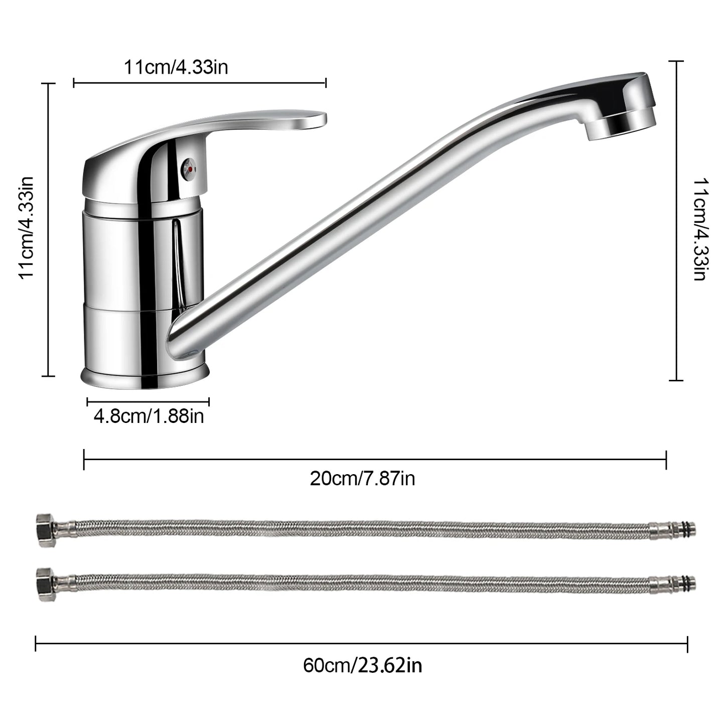 G3/8 Kitchen Faucet Hot and Cold Mixed Bathroom Faucet Single Handle Swivel Water Tap Deck Mounted Basin Faucet