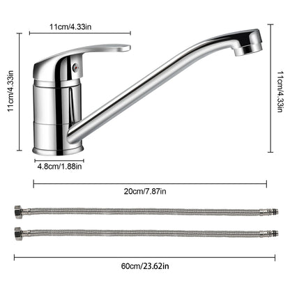 G3/8 Kitchen Faucet Hot and Cold Mixed Bathroom Faucet Single Handle Swivel Water Tap Deck Mounted Basin Faucet