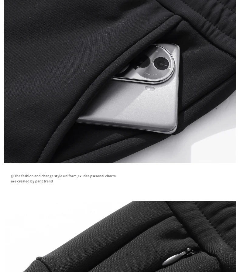 M-9XL Plus Velvet Trousers Men's Plus Size Autumn and Winter Thickened Casual Sports Pants Fat Mid-high Waist Solid Color Pants.