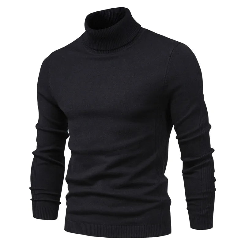 2021 New Winter Men Turtleneck Sweater Casual Solid Color Warm Pullover High Quality Slim High Neck Long Sleeve Sweater Men