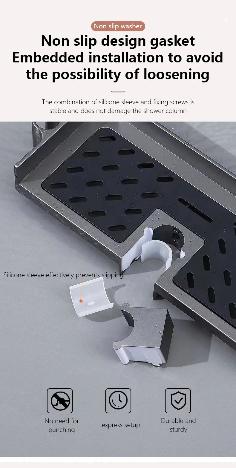 Haushalt Lift Ständer Dusche Rack Dusche Gel Lagerung Rack Badezimmer Perforation-Freies Dusche Stange Tablett