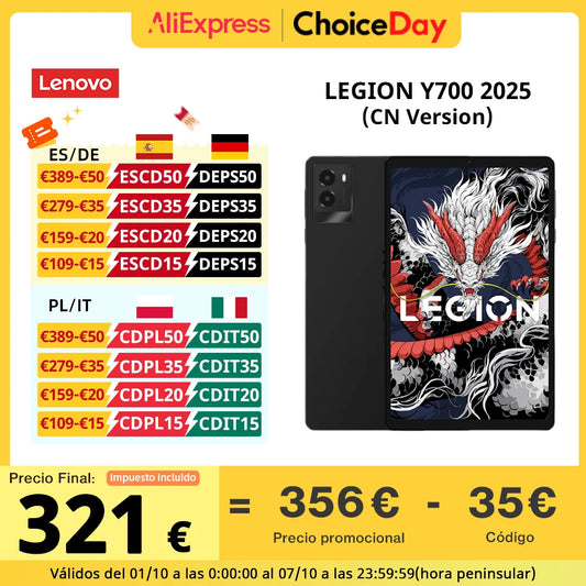 CN Version Lenovo LEGION Y700 2025 Gaming Tablet Game Mode Snapdragon 8 Gen 3 8.8" 165Hz Display 6550mAh Battery 68W Charging 13MP Camera.