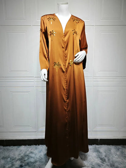 Women Eid Dubai Abaya Luxury Muslim Fashion Sequin embroidery Kimono Cardigan Long Dress Kaftan Robe Femme Islam Clothing Kebaya.