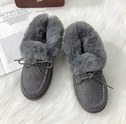 Bow Round Toe Flat Fleece-lined Woman Shoes Trend 2025 Y2k Chic and Elegant Winter Novelty Padded Sale Hot Snow Boots for Women.