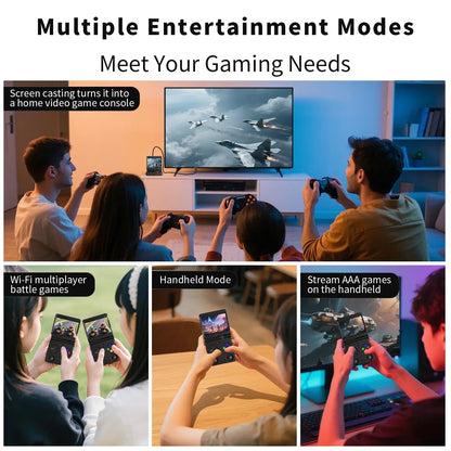 ANBERNIC RG34XXSP Flip Handheld Console 3.4'' IPS Screen Linux 64-bit 64G 5000+ Games Supports 5G WIFI HD-MI TV Output Streaming.