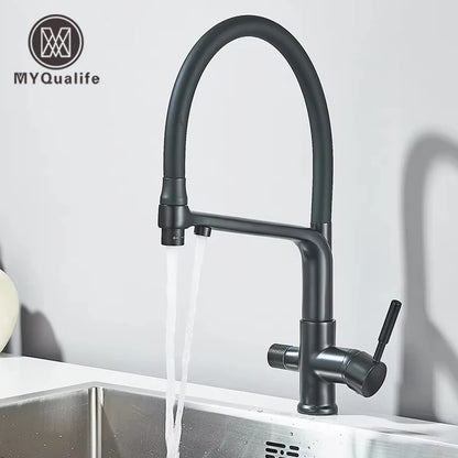 Filter Kitchen Faucet Stream/Shower Mode Water Outlet 360 Rotate Deck Mount Tap Drinking Water Flexible Sprayer Crane