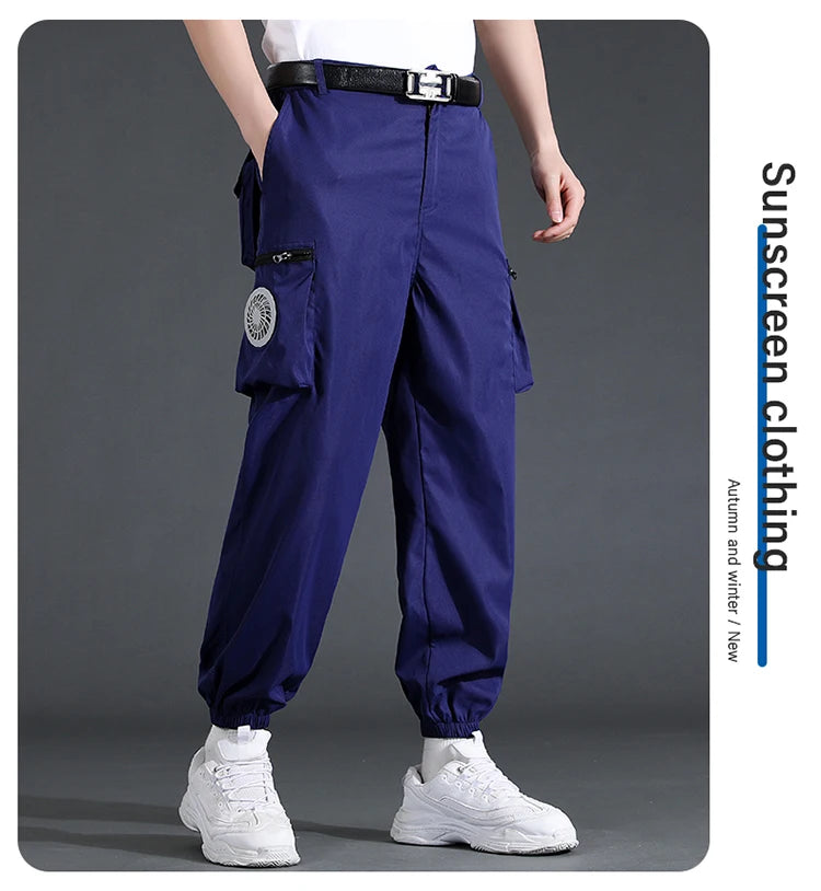 Fan Pants Cold Fishing Pure Cotton Site Welder Camping Ride Climbing Hiking Sports Fan Suit Air-Conditioning Clothes Fan Cooling