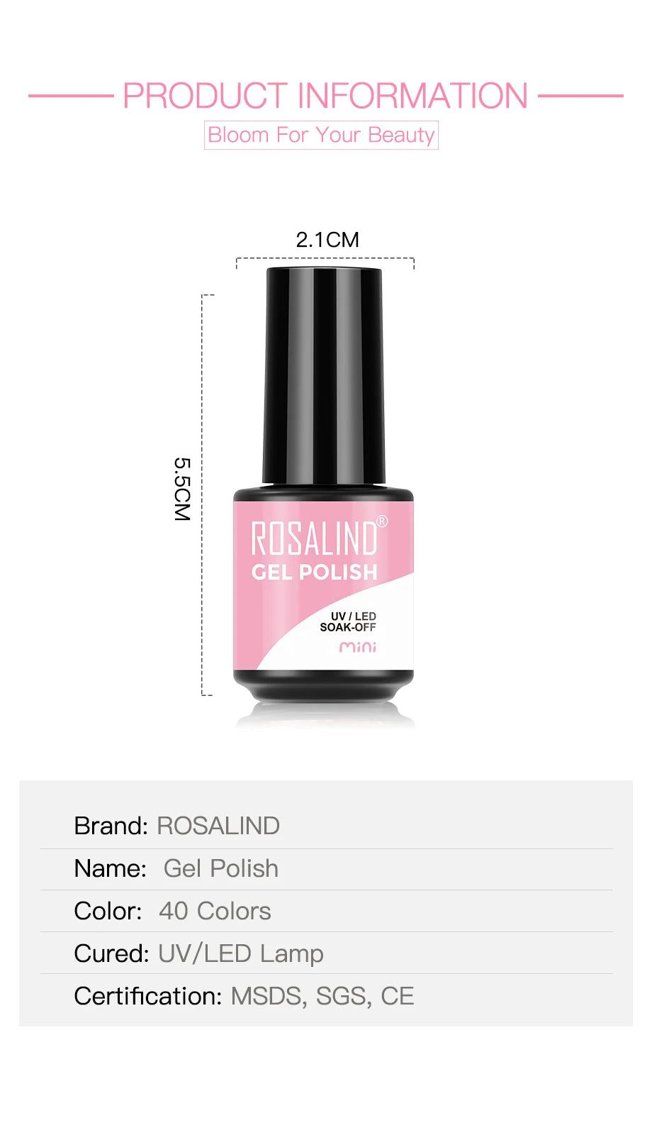 ROSALIND Red Series UV Nail Gel Hybrid Varnish Semi Permanent For Manicure Art Nail Polish Matt Base Top Coat Gel Nail Polish.