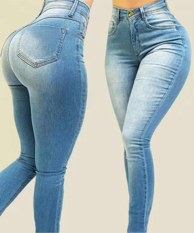 2025 New Women's  Jeans High Waist Push-Up Jeans High Stretch Stretch Mother Jeans Washed Denim Skinny Pencil Pants Women's