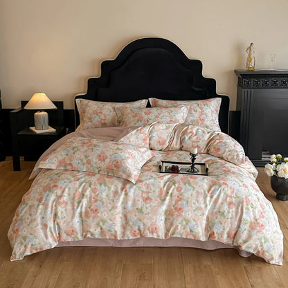 Cotton Bedding Set Luxury Soft Duvet Cover Flat Sheet Pillowcases Single Double Queen King Size Quilt Cover Set