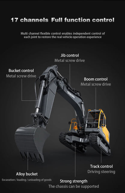 Double E E598 Large Rc Excavator 1/16 3in1 Alloy Truck E590 Remote Control Engineering Vehicle Toy Model For Boys Kids Gift.