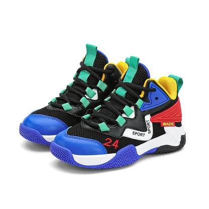 Children Basketball Shoes for Boys Girls Kids Teenagers Breathable Non-slip Lace Up Indoor Outdoor Training Sneakers Tennis Shoe