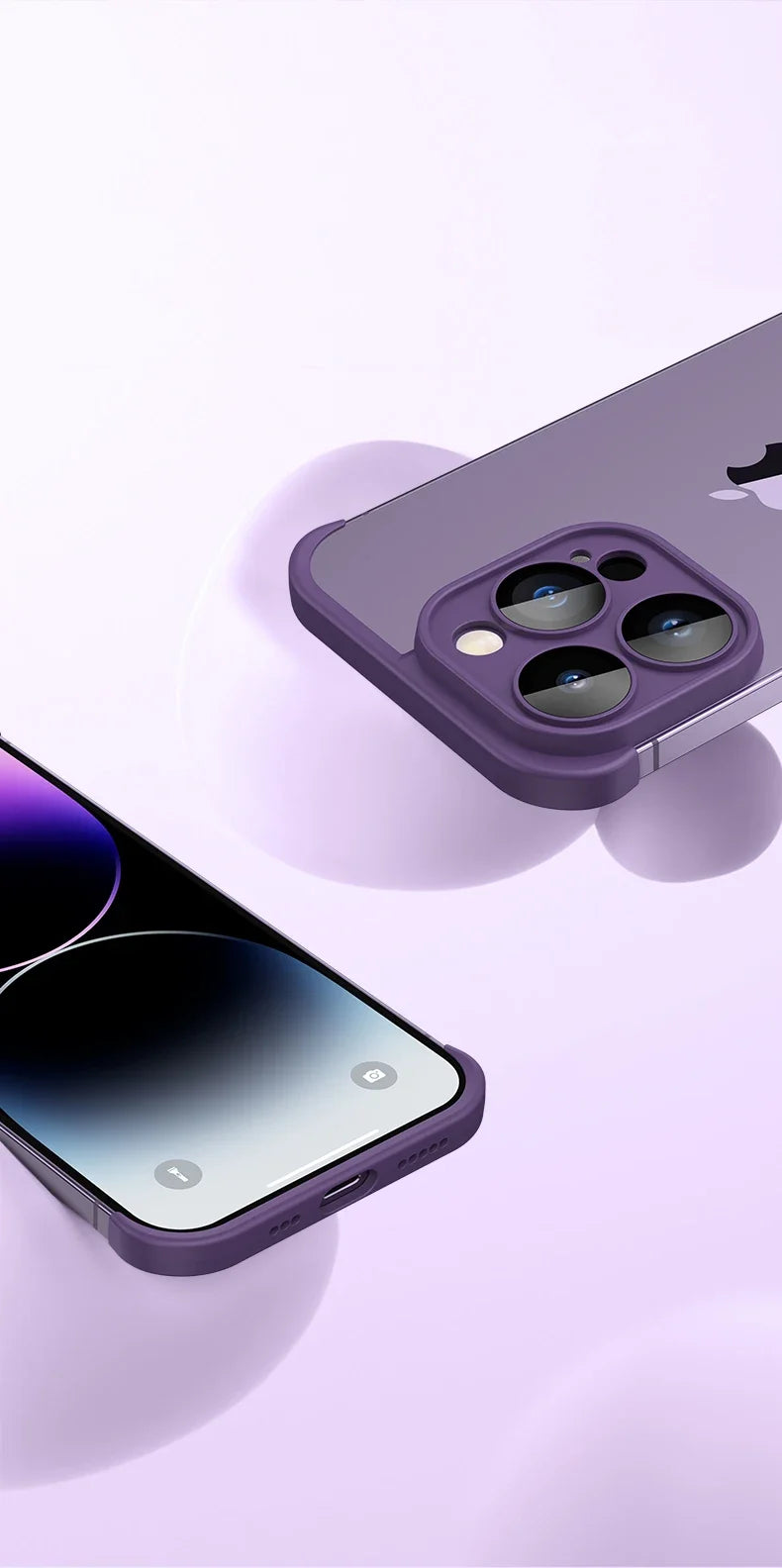 Frameless Silicone Bumper with Lens Protector Case for IPhone 17 Air 14 13 12 15 16 Pro Max Plus 15Pro 16Pro IPones Corner Cover.