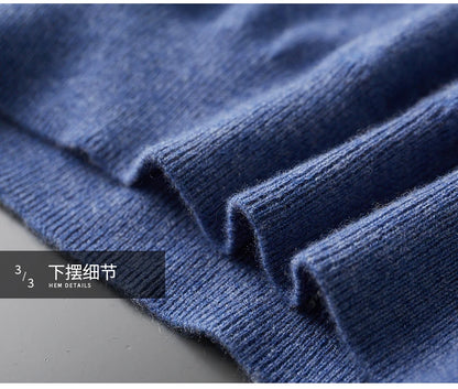 New Half Turtleneck Zipper Men's Pullover 100% Cashmere Sweater Solid Color Casual Versatile Wool Sweater Men's Clothing.